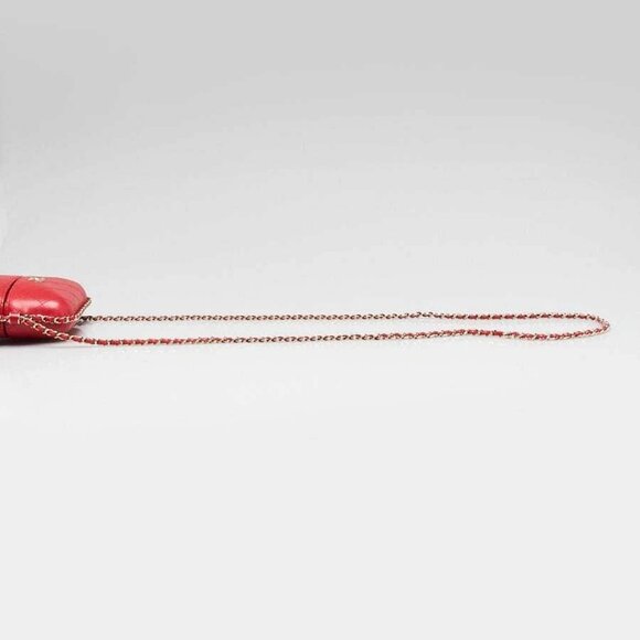 Chanel Red Quilted Lambskin Leather Phone Holder with Chain Bag - Picture 5 of 9